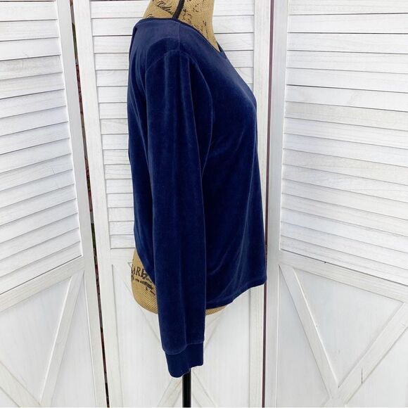 Victoria’s Secret Velour Crossover Split Back Pullover Sweatshirt Blue Medium - Picture 4 of 13